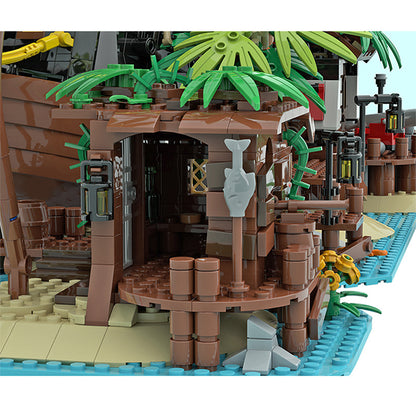 moc-71229 pirate shed / 21322 barracuda bay extension - 366 pcs - 5