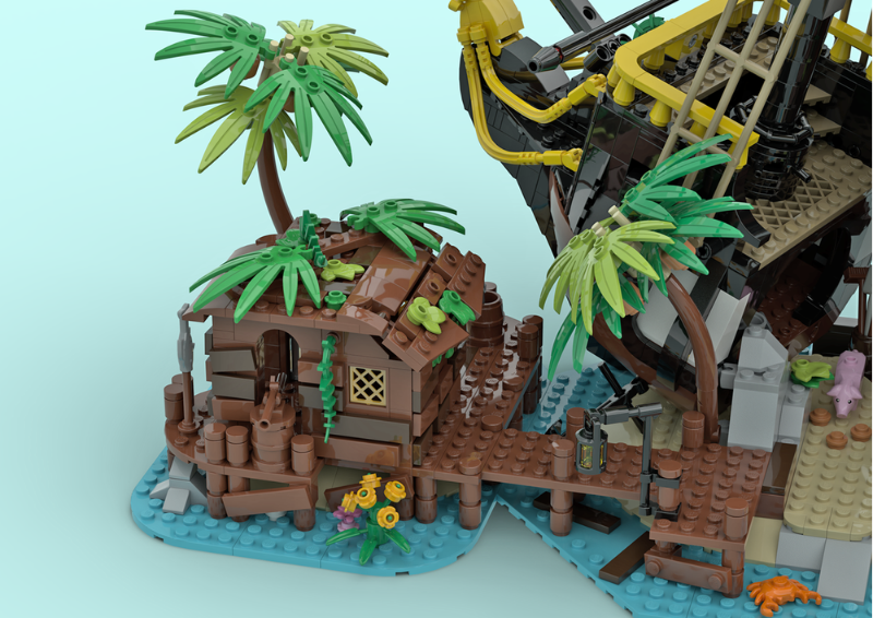 moc-71229 pirate shed / 21322 barracuda bay extension - 366 pcs - 4