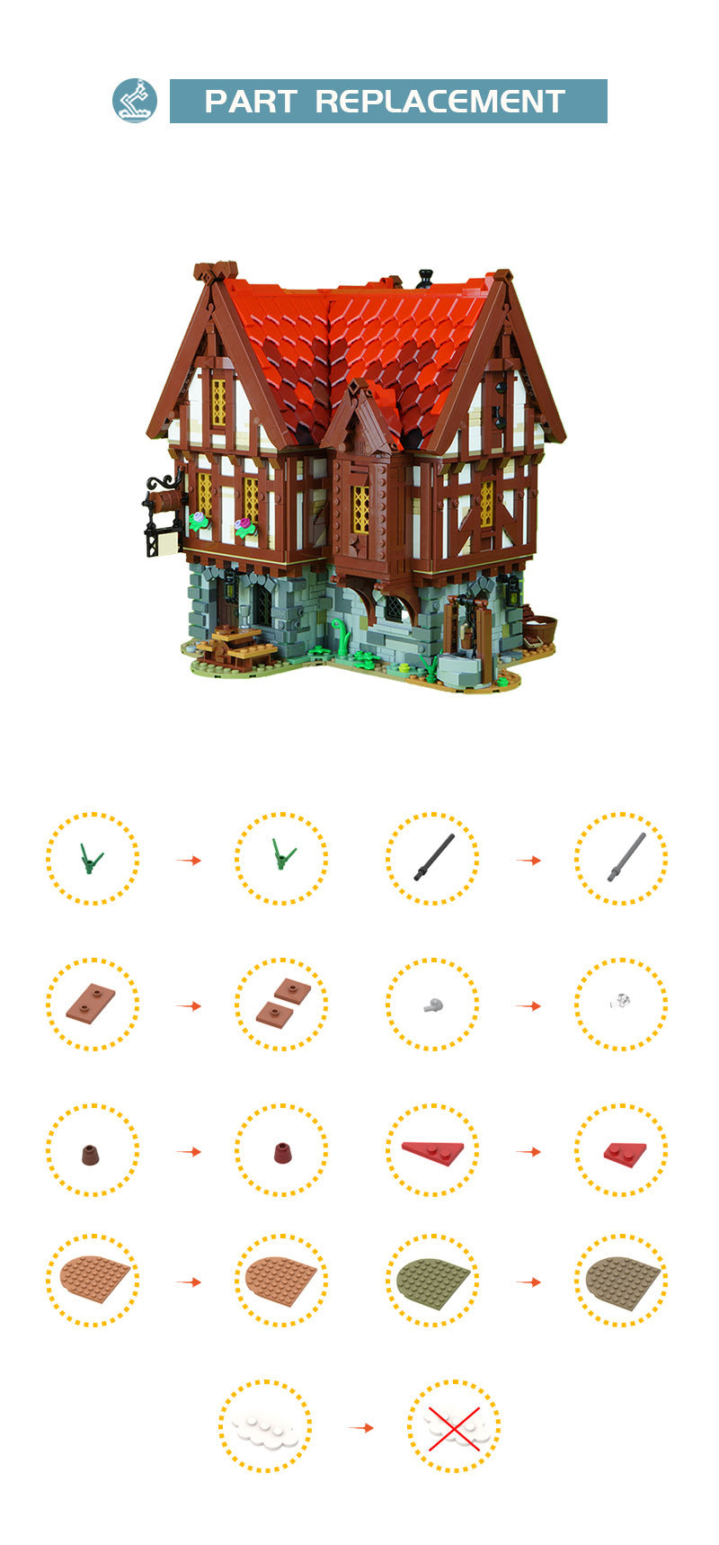 MOC-72838 Medieval Tavern With Inn Matches Medieval Blacksmith - 8