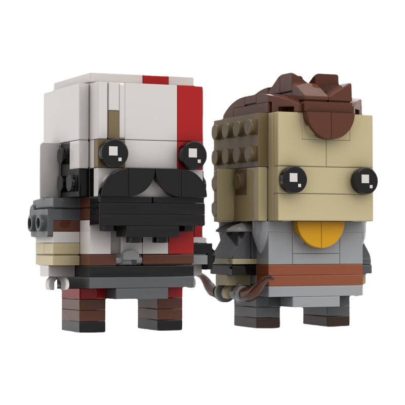 moc-75471  kratos and atreus brickheadz from god of war - 269 pcs - 1