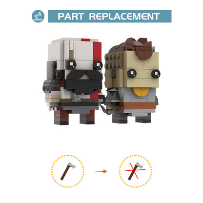 moc-75471  kratos and atreus brickheadz from god of war - 269 pcs - 2