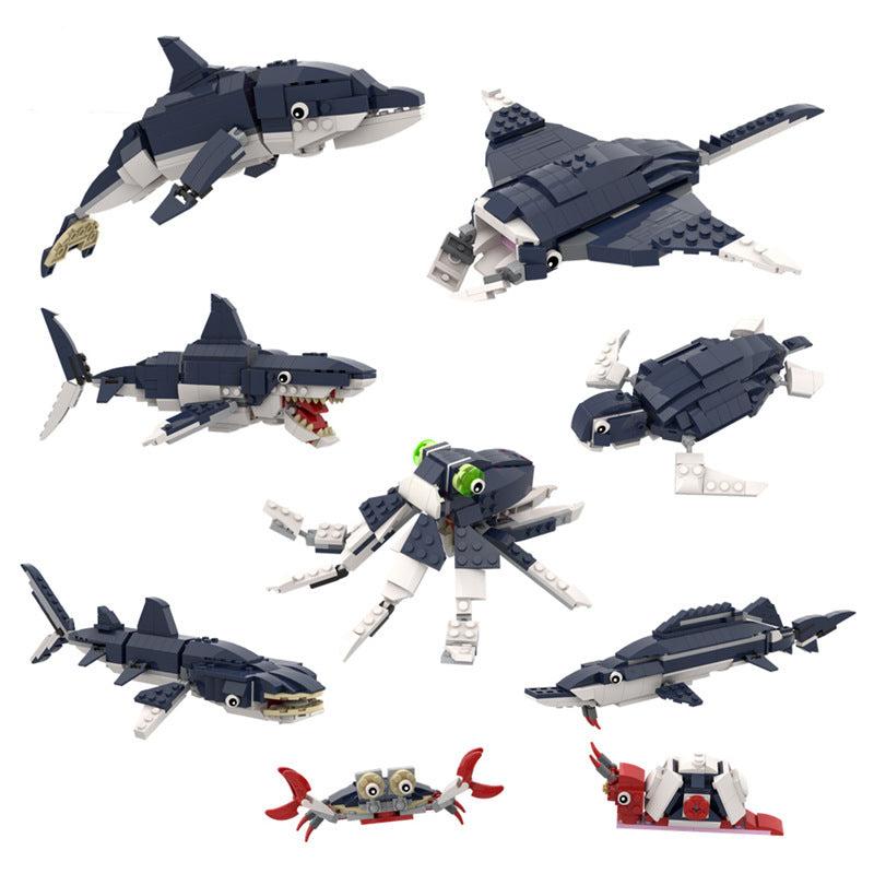 moc-75711 seven new and unique moc 2 to 1 - 31088 deep sea creatures set -1