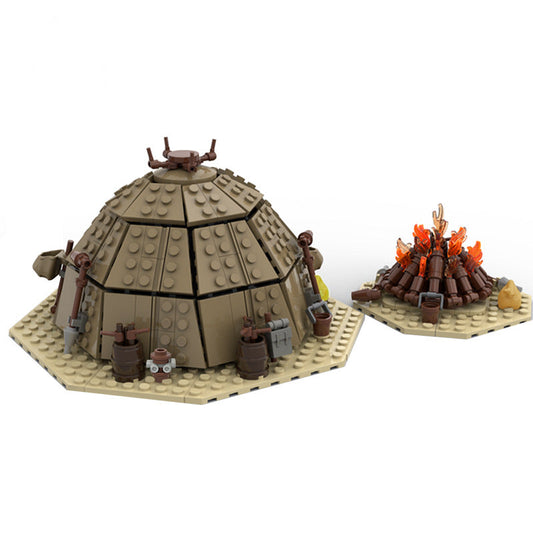 moc-97196 tusken raider urtya tent - campfire/ village on tatooine - 1