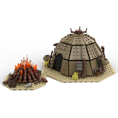 moc-97196 tusken raider urtya tent - campfire/ village on tatooine - 2