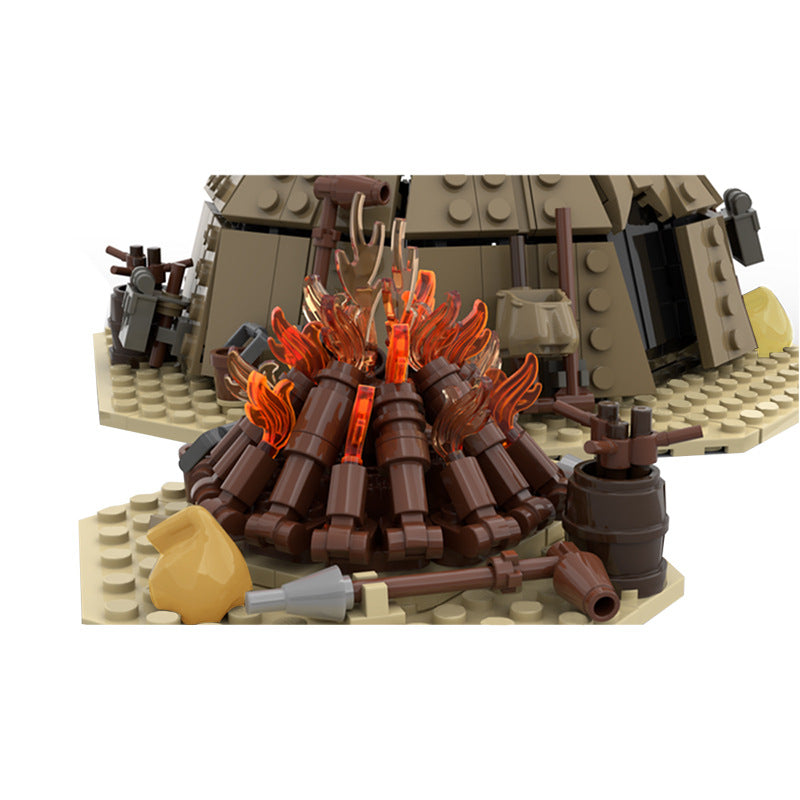 moc-97196 tusken raider urtya tent - campfire/ village on tatooine - 4