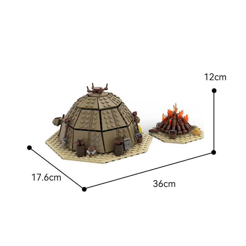 moc-97196 tusken raider urtya tent - campfire/ village on tatooine - 5