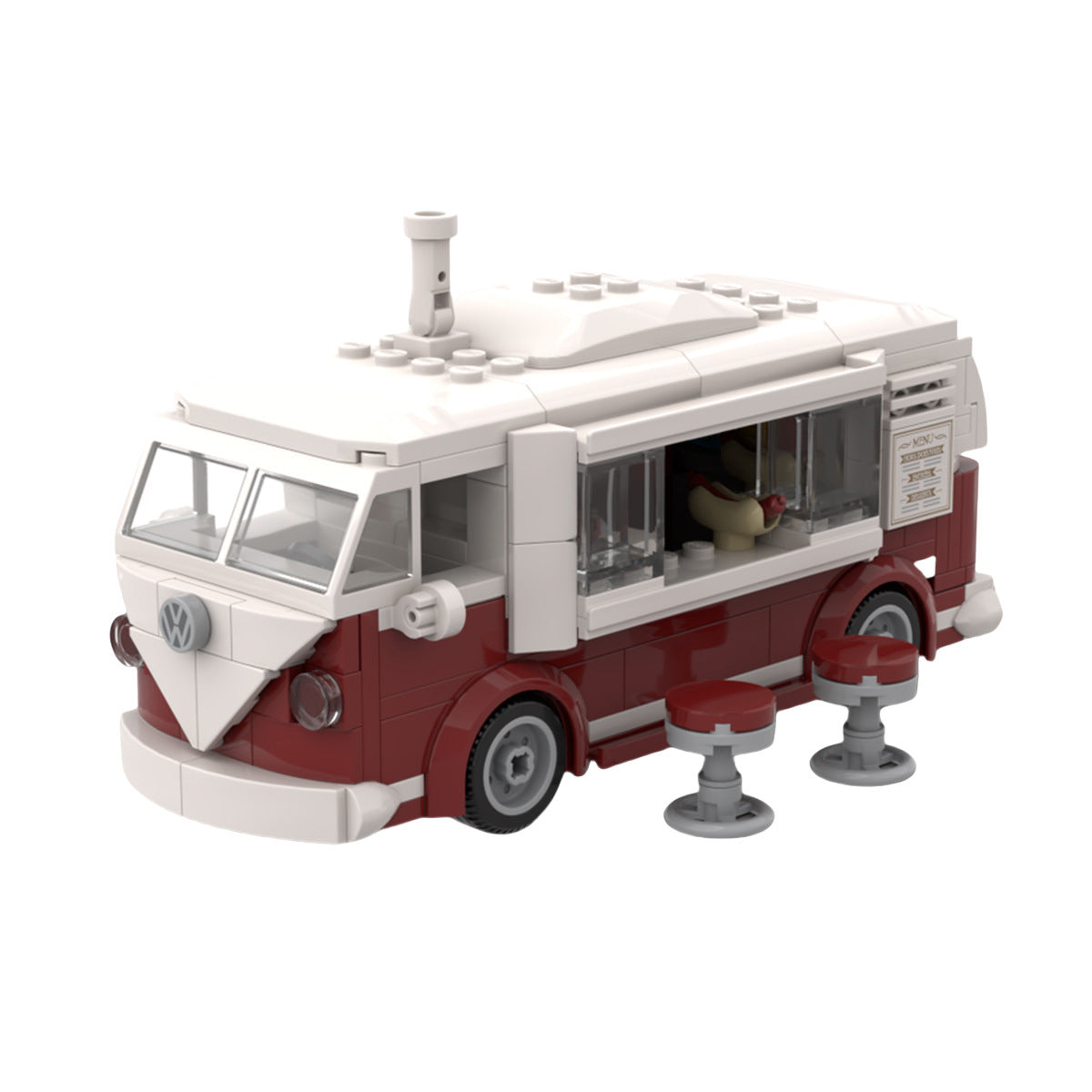 moc-99470 volkswagen t1 minifigure scale | food truck 312 pcs 5