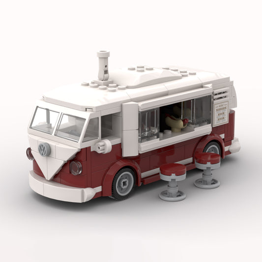 moc-99470 volkswagen t1 minifigure scale | food truck 312 pcs
