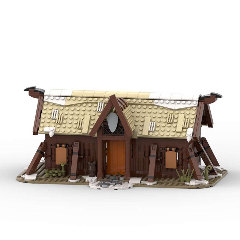 moc set - viking longhouse diy building model ornaments - 640 pcs - 4