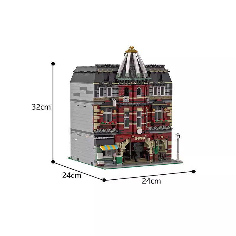 modular brick school building set | moc-5973 - 2