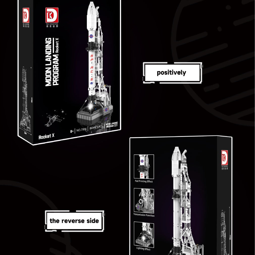 moon landing program rocket x - 869 pcs | dk 7006 - 4