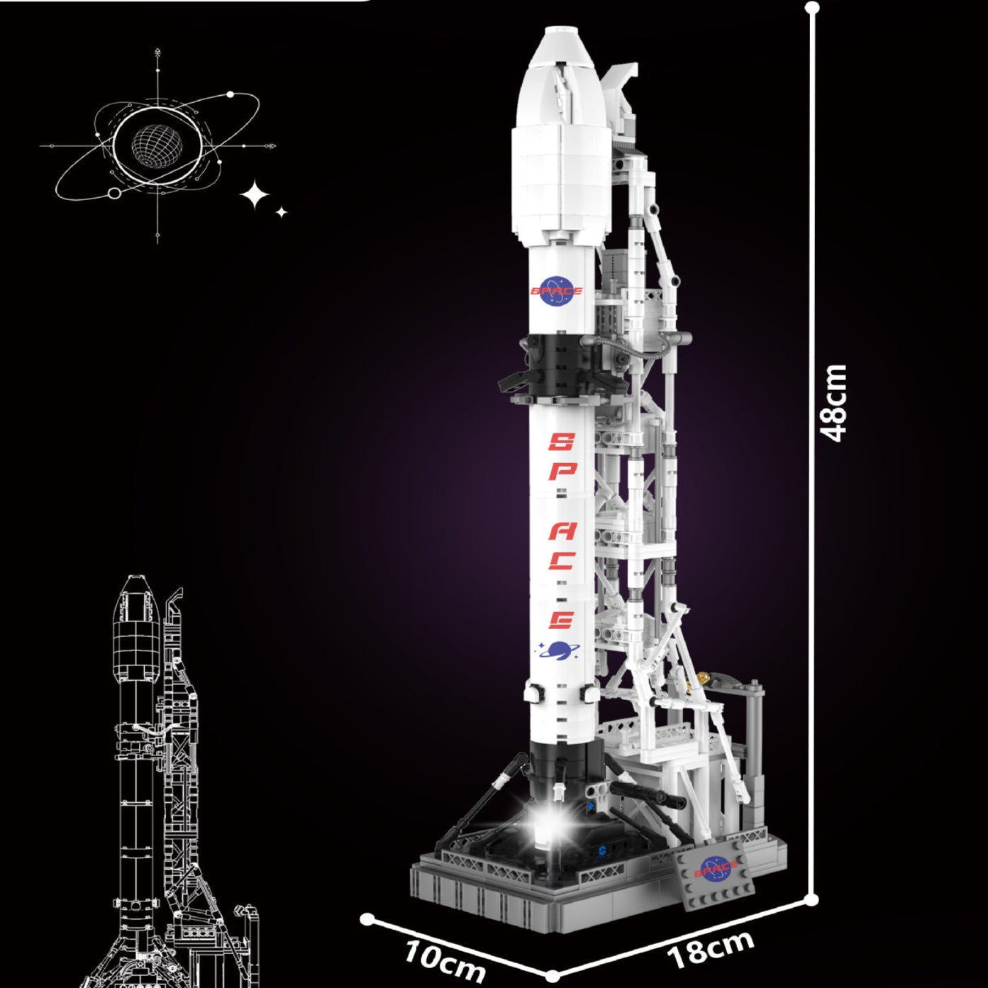 moon landing program rocket x - 869 pcs | dk 7006 - 7