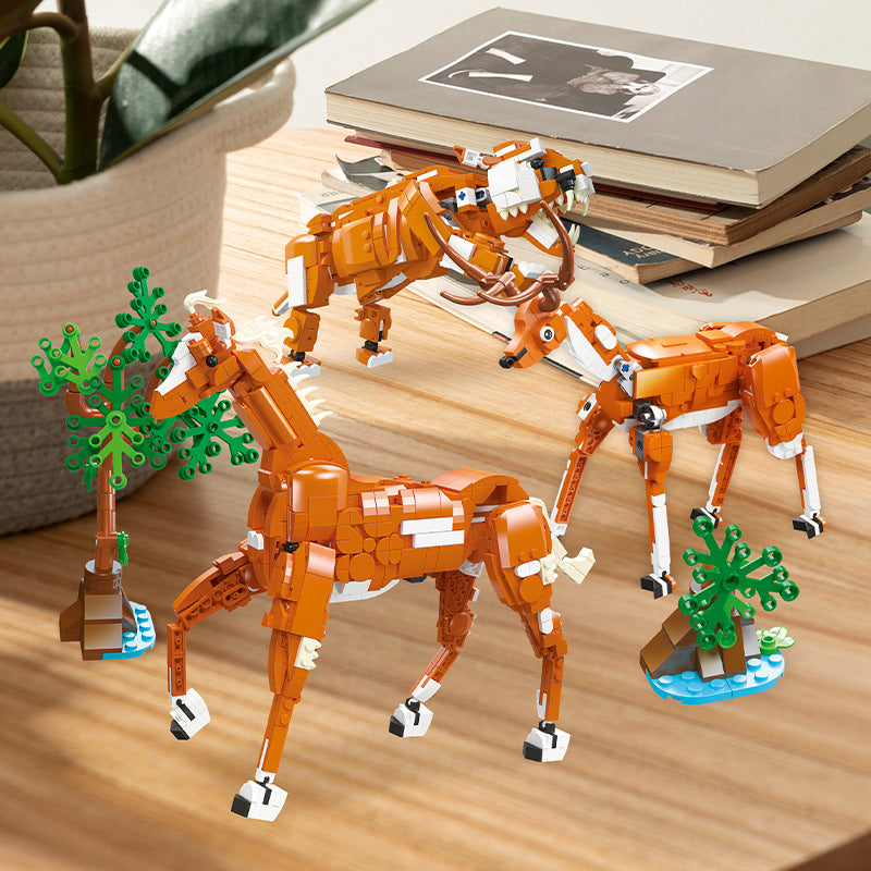 moose horse tiger 3 in 1 wild animals  - 747 pcs | jiestar 9113 - 3