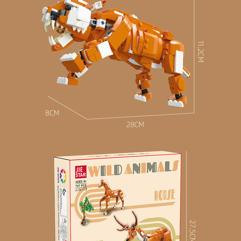 moose horse tiger 3 in 1 wild animals  - 747 pcs | jiestar 9113 - 6