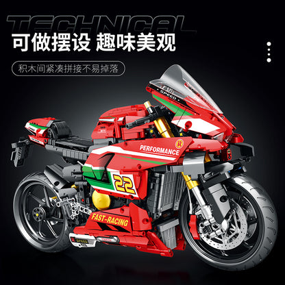 motorcycle v4r building block set - juhang 85004 - 4