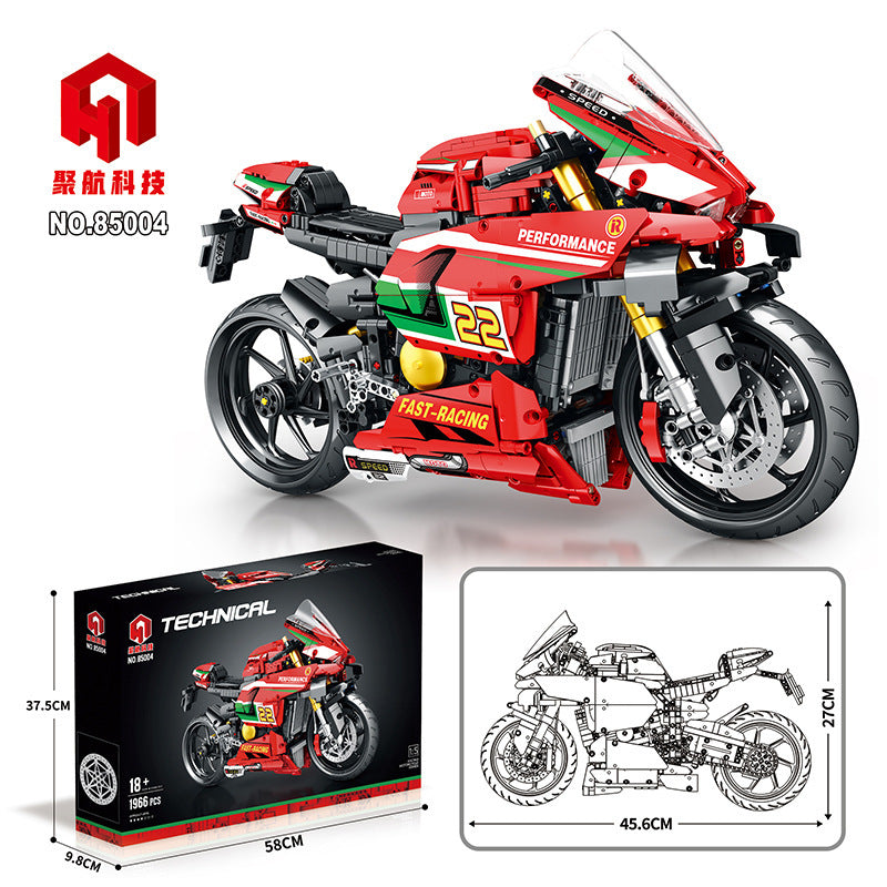 motorcycle v4r building block set - juhang 85004 - 6