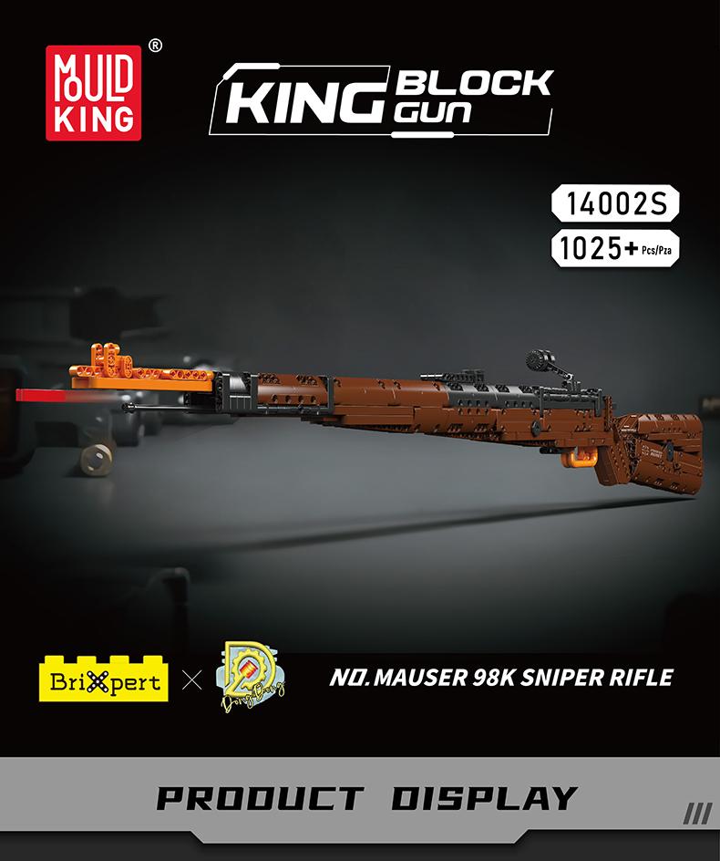 mould king 14002  - moc 98k sniper rifle block set - 1025 pcs - 1