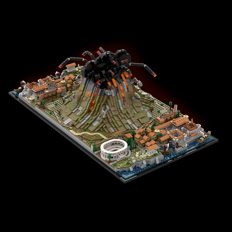 mount vesuvius with pompeii buili   volcano & ancient ruins - 2533 pcs - 3