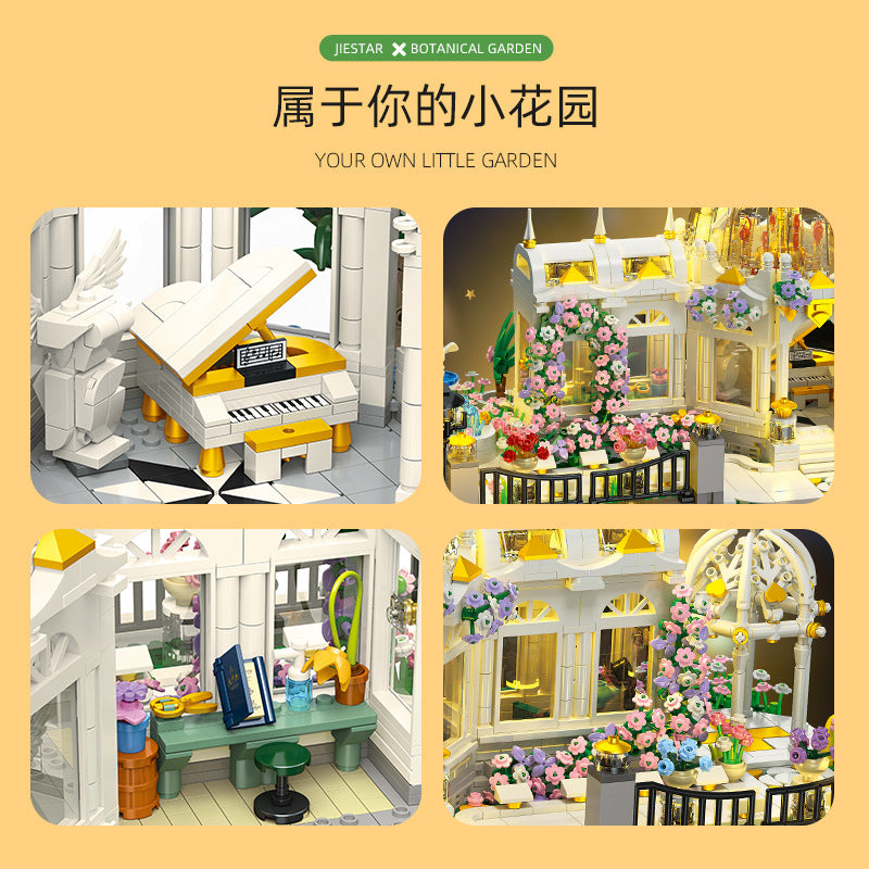 neoclassical garden square with light - 2397 pcs | jie star 9043 - 3