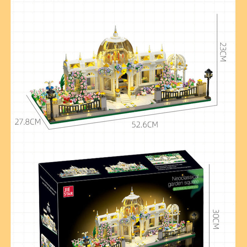 neoclassical garden square with light - 2397 pcs | jie star 9043 - 6