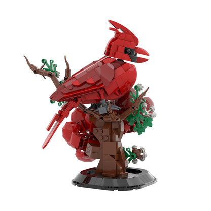 northern cardinal bird with base building set | lego compatible - 6