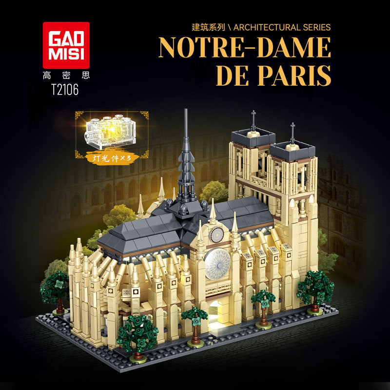 notre dame de paris building blocks set with lights - gaomisi - 1