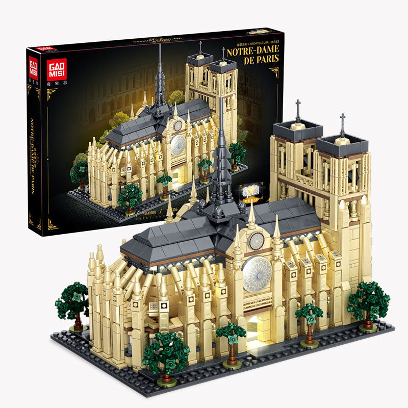 notre dame de paris building blocks set with lights - gaomisi - 3