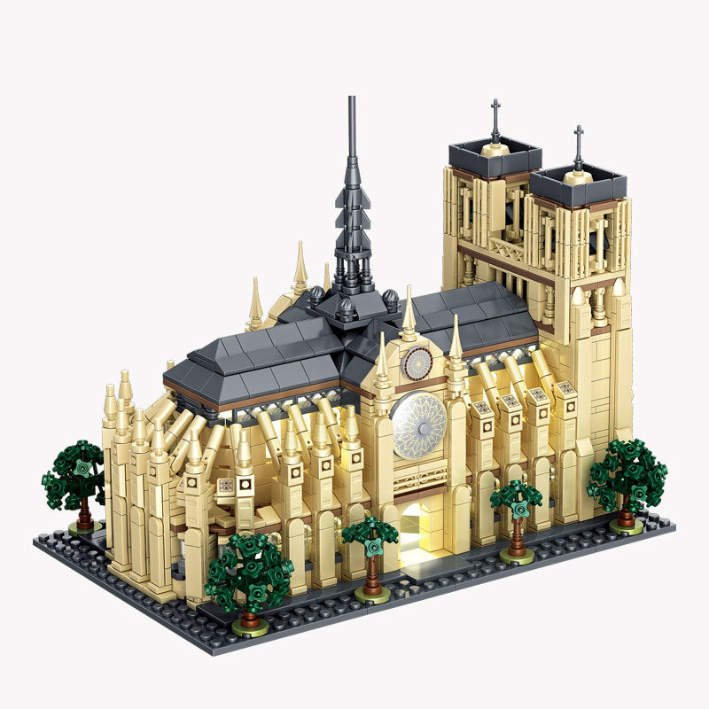 notre dame de paris building blocks set with lights - gaomisi - 5