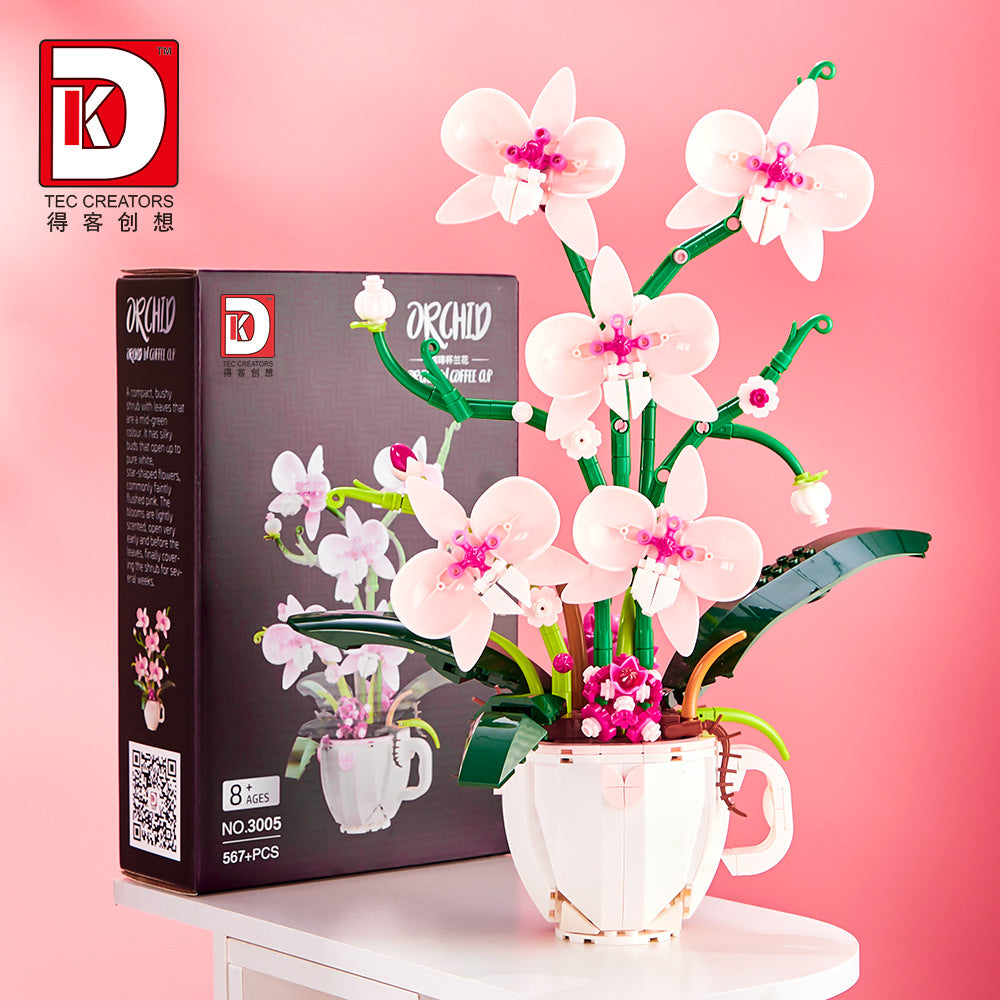 orchid in coffee cup - 567 pcs | dk 3005 - 1