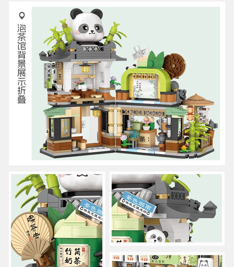 panda tea house building blocks set - loz1383 - 18