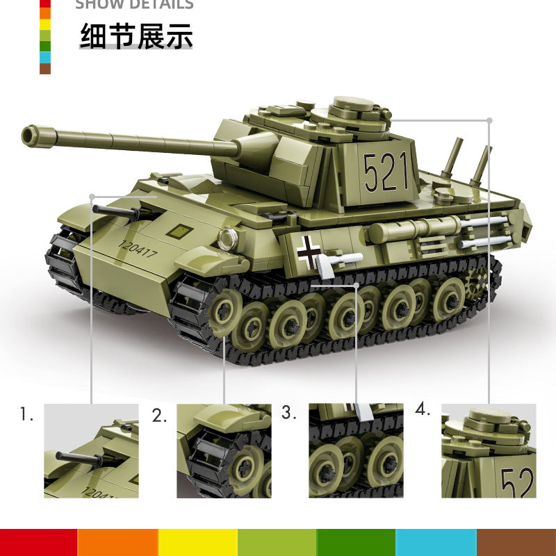 panther tank building blocks set - wange bricks - 638 pcs - 6