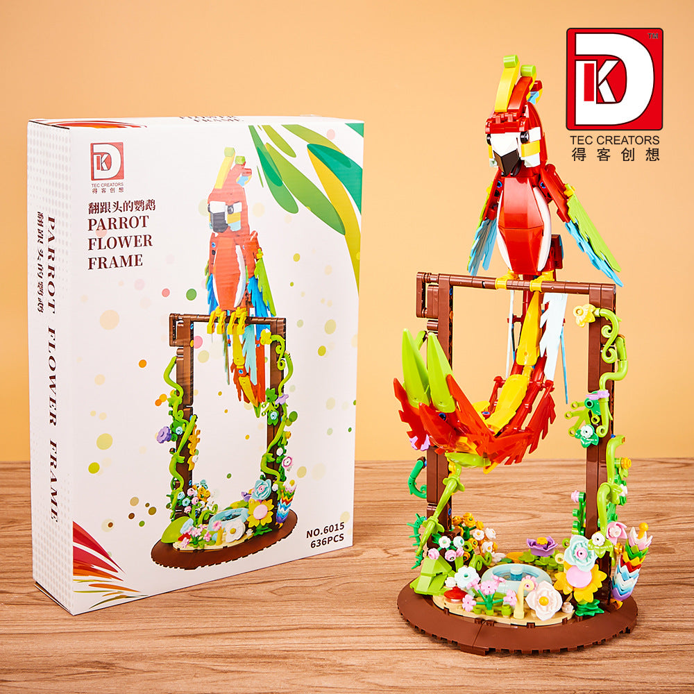 parrot flower frame 2 in 1 - 636 pcs | dk 6015 - 1