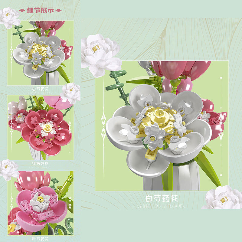 peony flower building set - 866 pcs | mouldking 10059 - 3