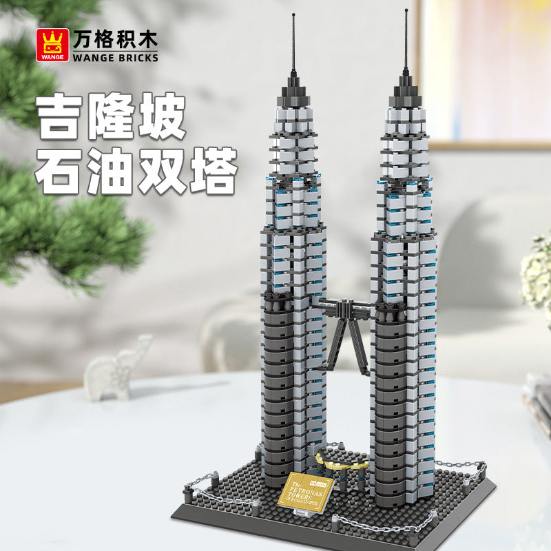 petronas twin towers, kuala lumpu building blocks set - wange bricks - 1