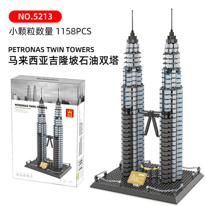 petronas twin towers, kuala lumpu building blocks set - wange bricks - 3