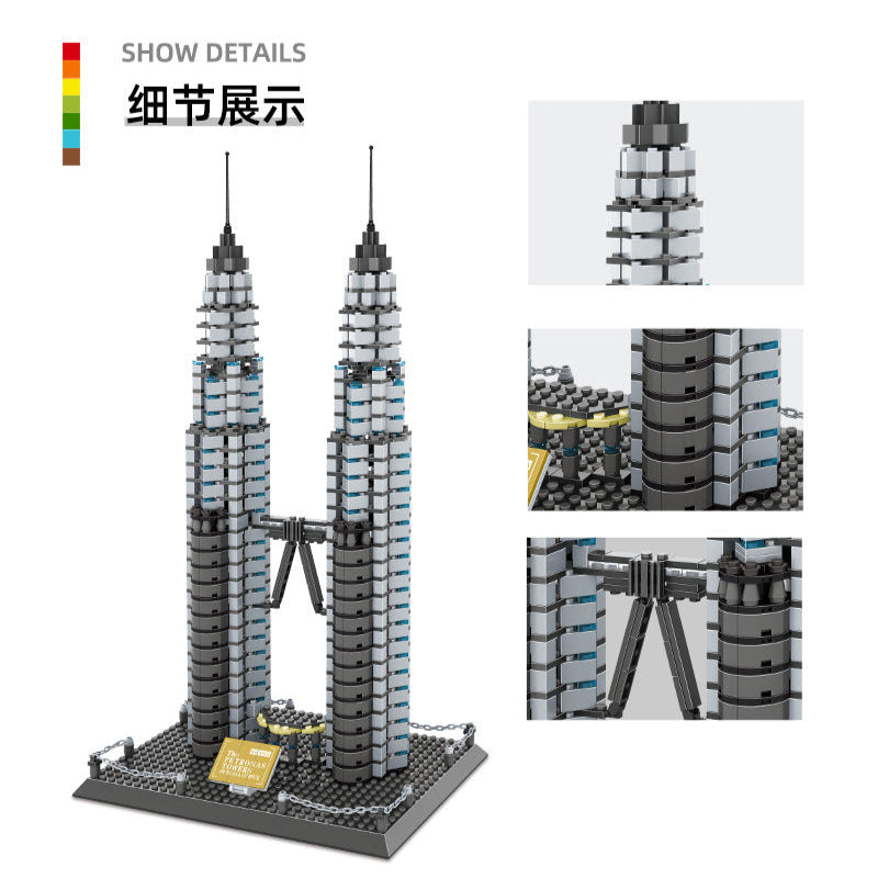 petronas twin towers, kuala lumpu building blocks set - wange bricks - 6