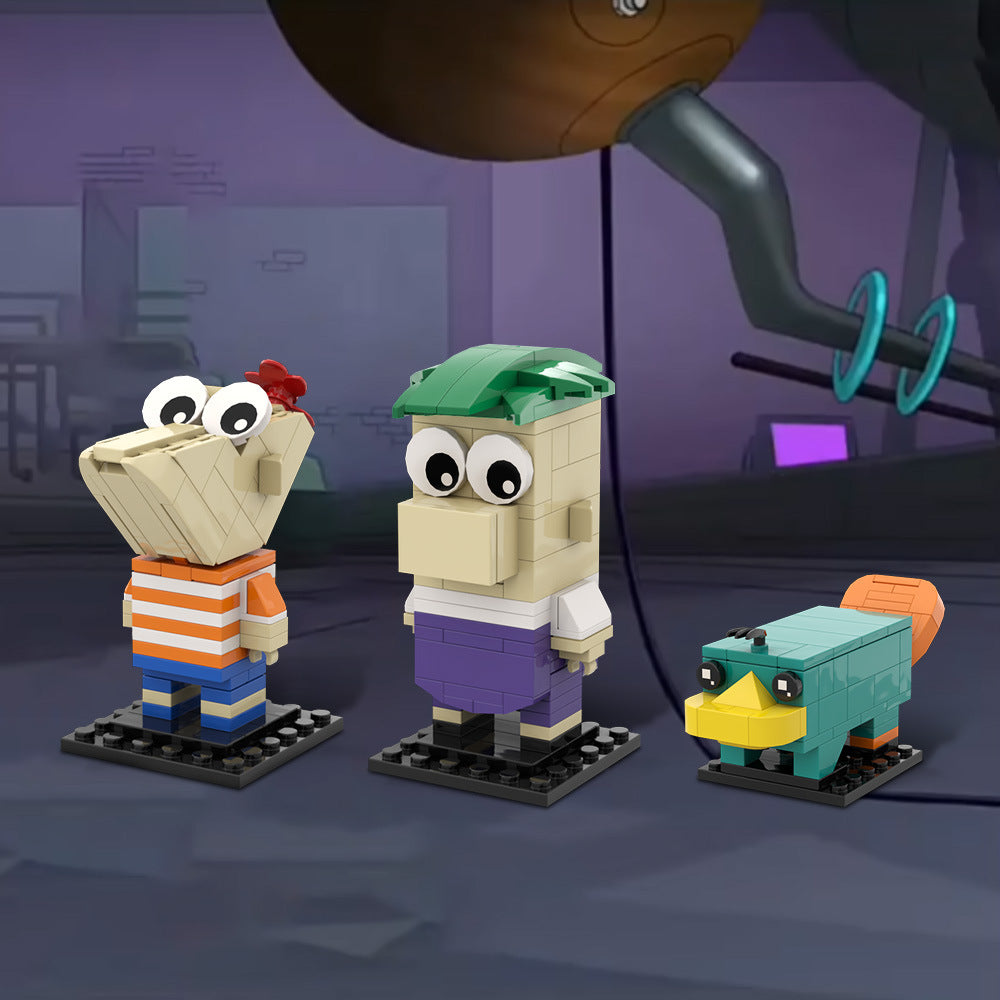 phineas and ferb brickheadz building set | moc-212231 - 1