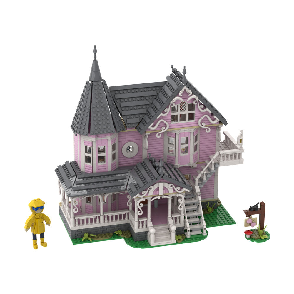 pink palace apartments building set | coraline | lego compatible - 3