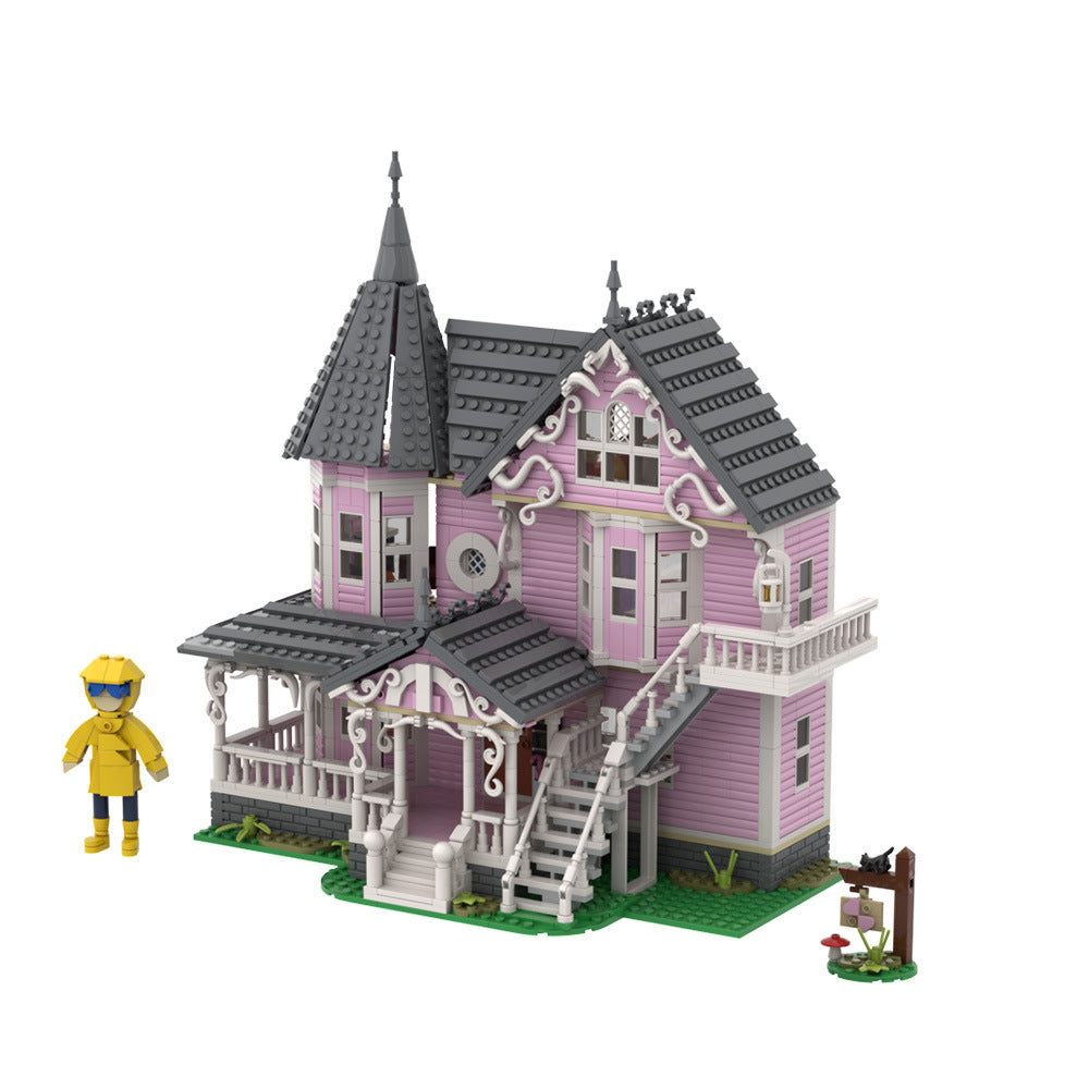 pink palace apartments building set | coraline | lego compatible - 5