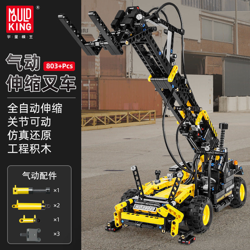 pneumatic telescopic forklift building kit - 803 pcs | mouldking 19009 - 2