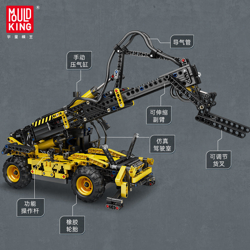 pneumatic telescopic forklift building kit - 803 pcs | mouldking 19009 - 3