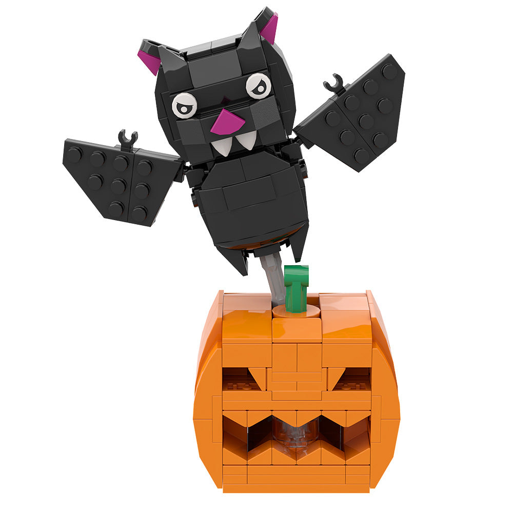 pumpkin and bat brickheadz building set | halloween | lego compatible - 2
