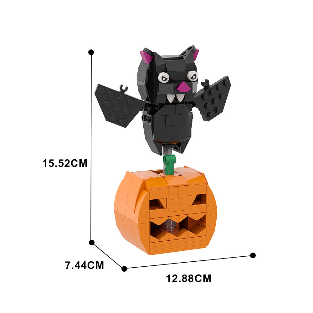 pumpkin and bat brickheadz building set | halloween | lego compatible - 4