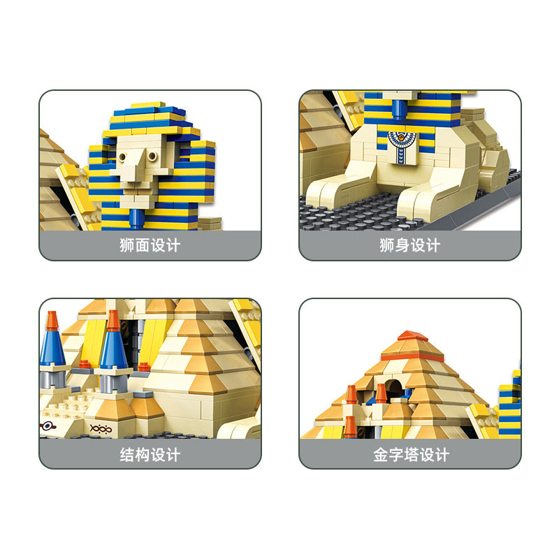 pyramids of giza, cairo, egypt - building blocks set - wange bricks 4210 - 2