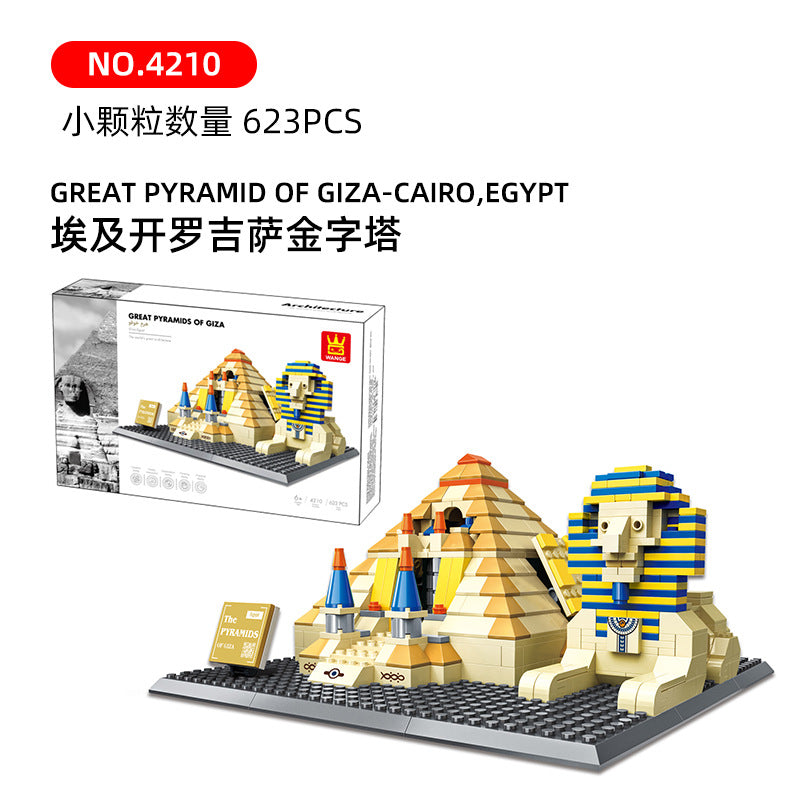 pyramids of giza, cairo, egypt - building blocks set - wange bricks 4210 - 3