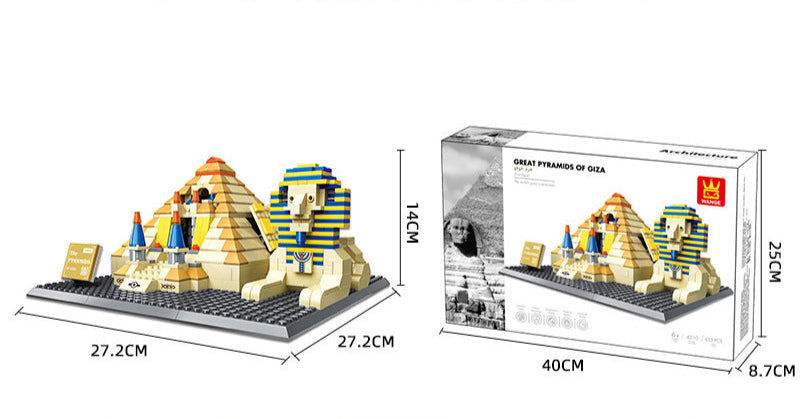 pyramids of giza, cairo, egypt - building blocks set - wange bricks 4210 - 5