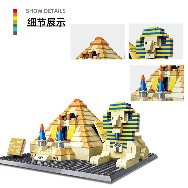 pyramids of giza, cairo, egypt - building blocks set - wange bricks 4210 - 6