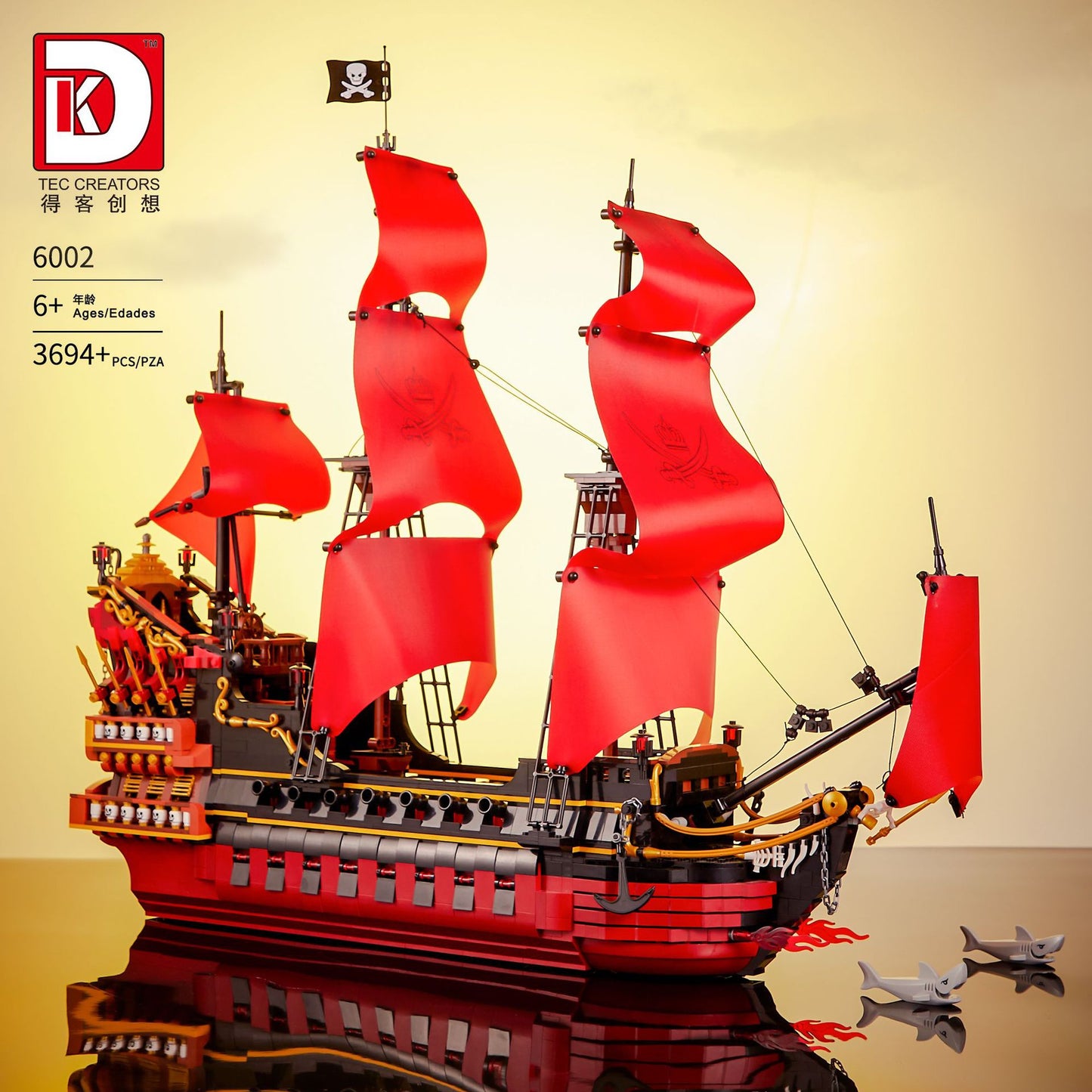 queen anne's revenge pirate ship - 3694 pcs | dk 6002 - 1