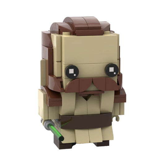 qui gon jinn brickheadz building set | star wars | moc-74574 - 1