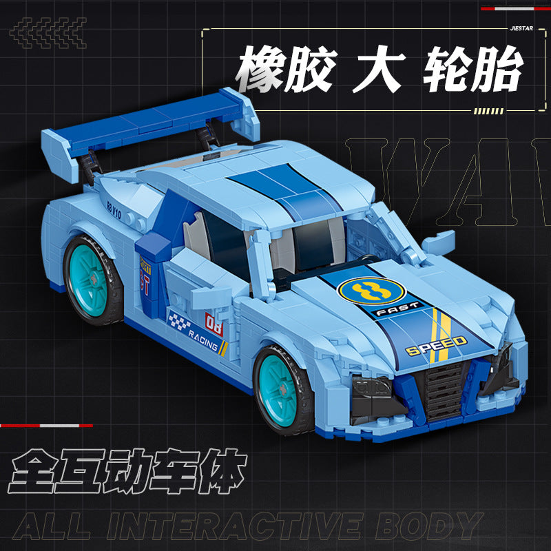 r8-v10 pull back car building blocks set - 499 pcs | jiestar 92013 - 3